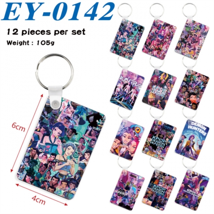 K-Pop Demon Hunters Anime rectangular keychain pendant 6x4cm a set of 12