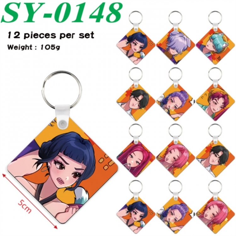 K-Pop Demon Hunters Anime Square Keychain Pendant 5x5cm a set of 12