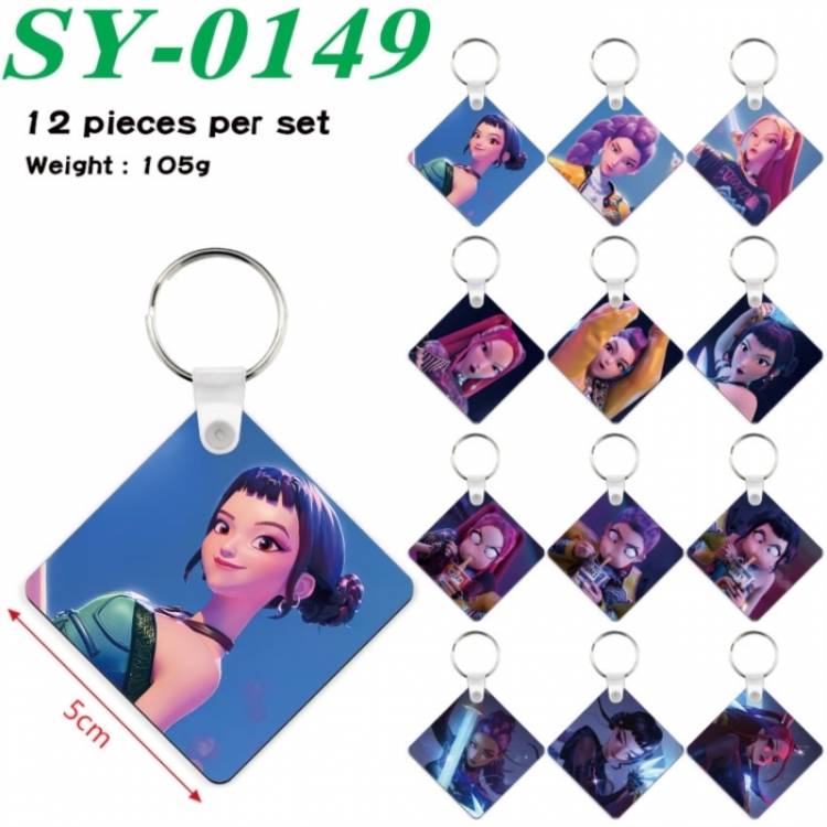 K-Pop Demon Hunters Anime Square Keychain Pendant 5x5cm a set of 12