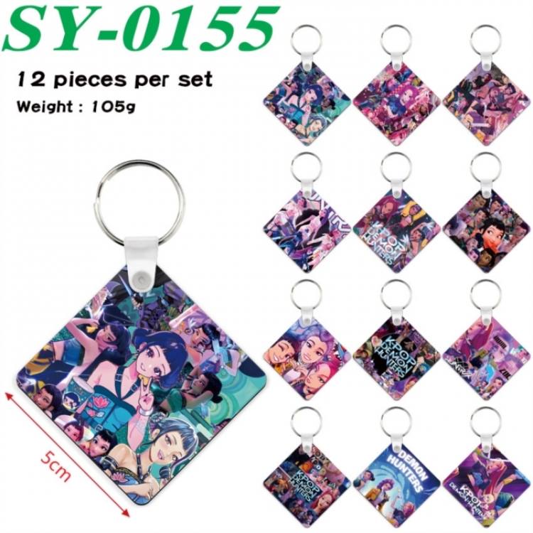 K-Pop Demon Hunters Anime Square Keychain Pendant 5x5cm a set of 12