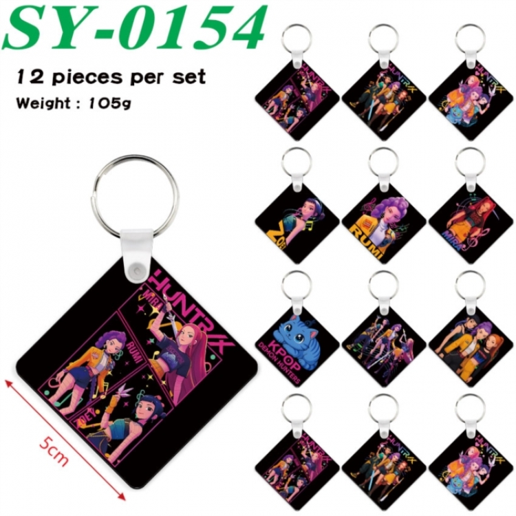 K-Pop Demon Hunters Anime Square Keychain Pendant 5x5cm a set of 12