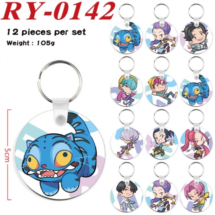 K-Pop Demon Hunters Anime circular keychain pendant 5cm a set of 12