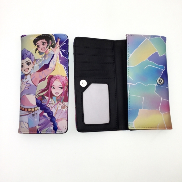 K-Pop Demon Hunters Anime full color button PU long wallet