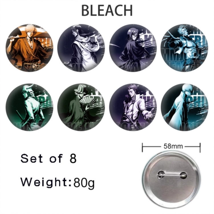 Bleach Anime tinplate brooch badge 58mm a set of 8