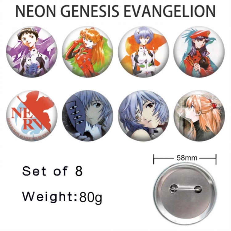 EVA Anime tinplate brooch badge 58mm a set of 8