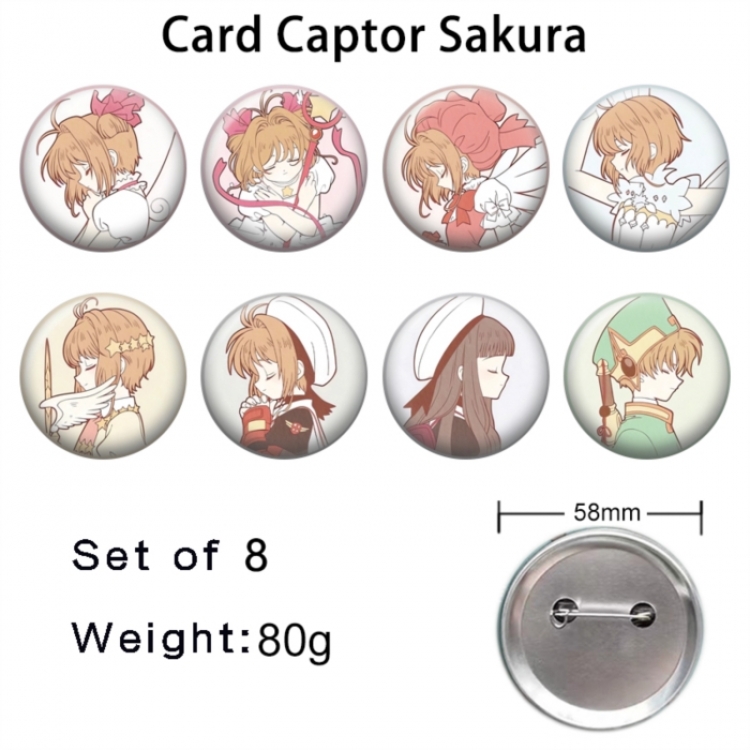 Card Captor Sakura Anime tinplate brooch badge 58mm a set of 8