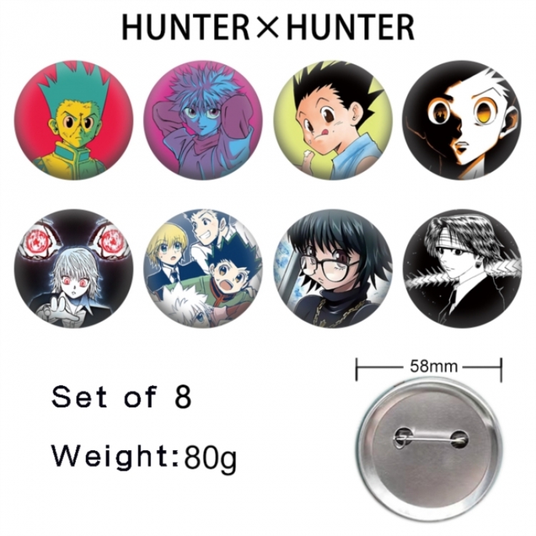 HunterXHunter Anime tinplate brooch badge 58mm a set of 8