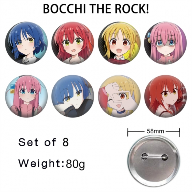 BOCCHI THE ROCK! Anime tinplate brooch badge 58mm a set of 8