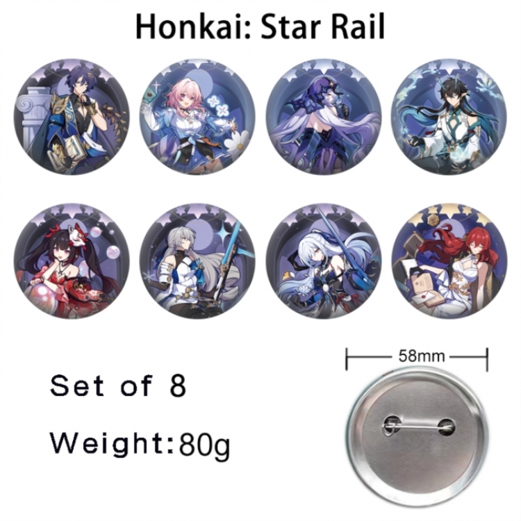 Honkai: Star Rail Anime tinplate brooch badge 58mm a set of 8