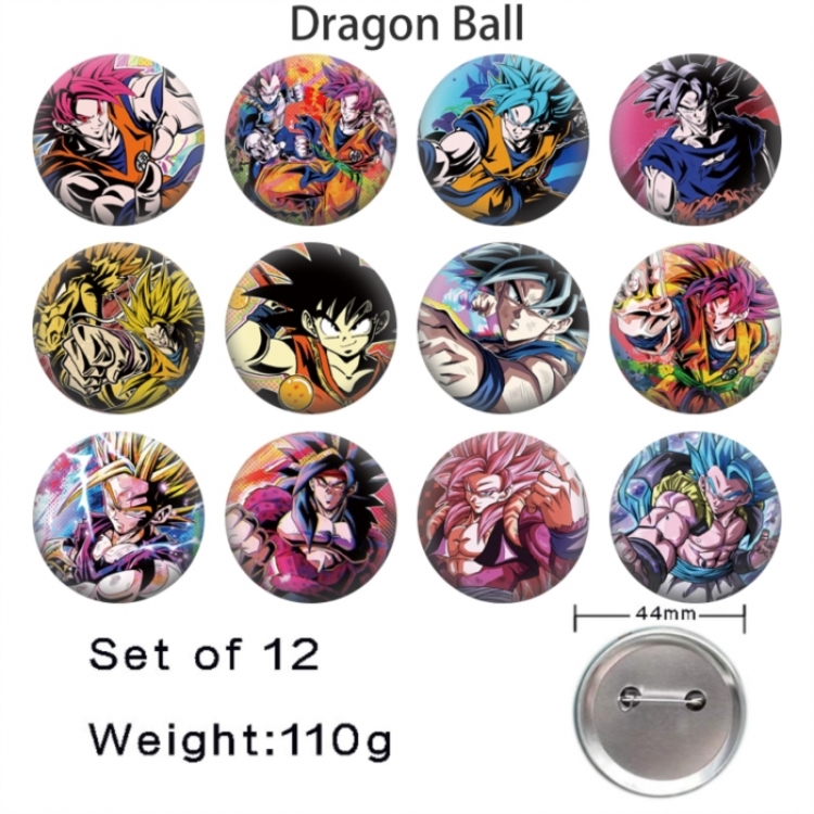 DRAGON BALL Anime tinplate bright film badge 44mm a set of 12