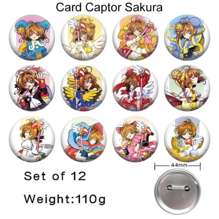 Card Captor Sakura Anime tinplate bright film badge 44mm a set of 12
