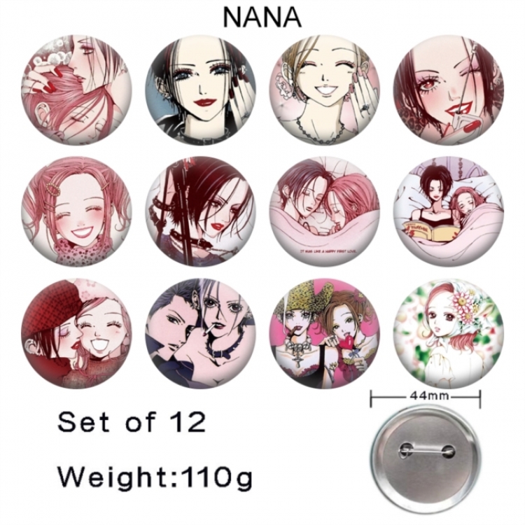 NANA Anime tinplate bright film badge 44mm a set of 12