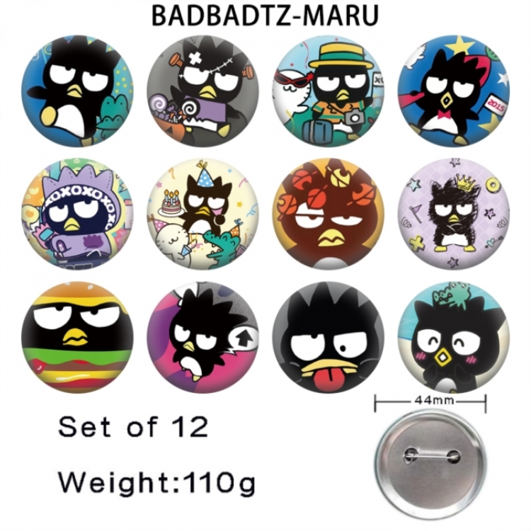 BAD BADTZ-MARU BAD BADTZ-MARU  Anime tinplate bright film badge 44mm a set of 12