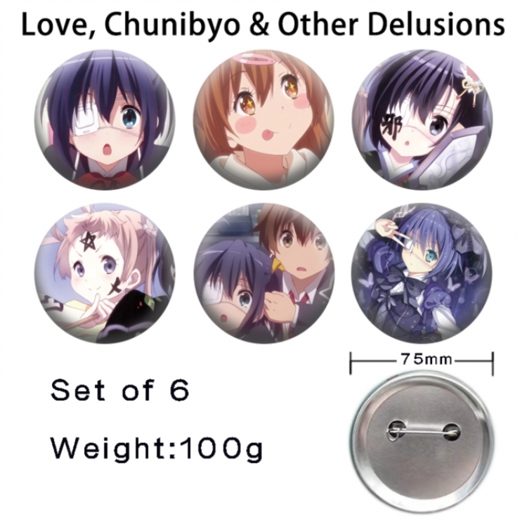 Chuunibyou Demo Koi Ga Shitai Anime Tinplate Bright Film Emblem Badge 75mm a set of 6