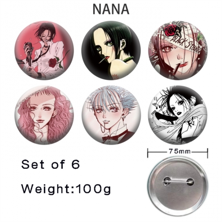 NANA Anime Tinplate Bright Film Emblem Badge 75mm a set of 6