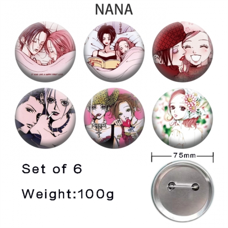 NANA Anime Tinplate Bright Film Emblem Badge 75mm a set of 6