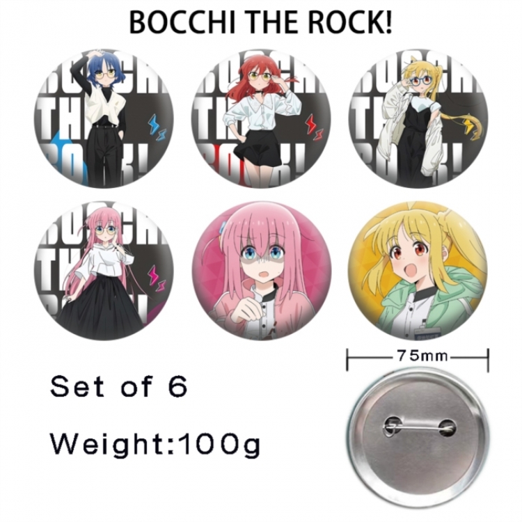 BOCCHI THE ROCK!  Anime Tinplate Bright Film Emblem Badge 75mm a set of 6