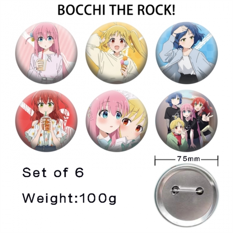 BOCCHI THE ROCK!  Anime Tinplate Bright Film Emblem Badge 75mm a set of 6