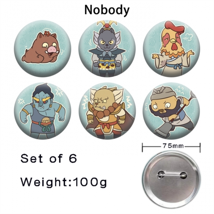 Langlang Mountain  Anime Tinplate Bright Film Emblem Badge 75mm a set of 6
