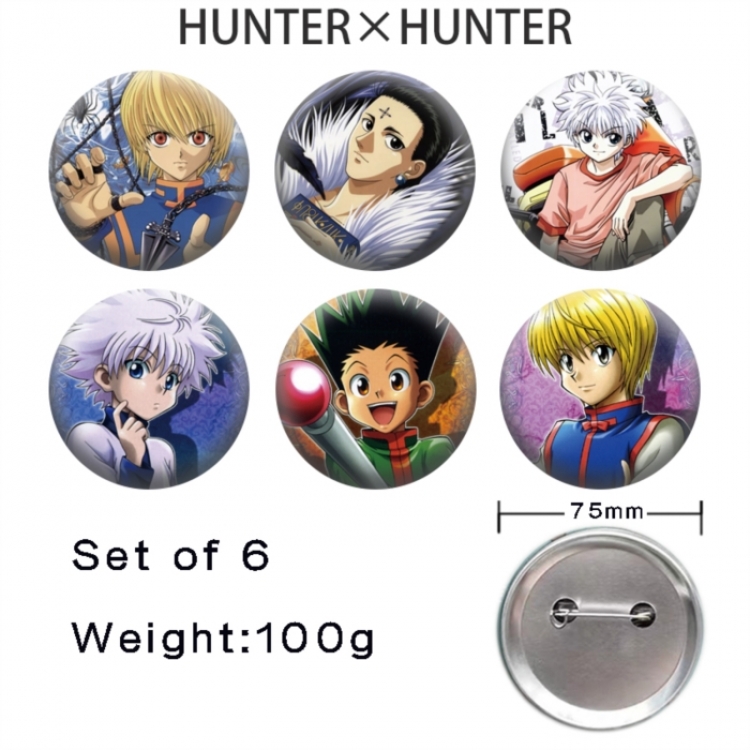 HunterXHunter Anime Tinplate Bright Film Emblem Badge 75mm a set of 6
