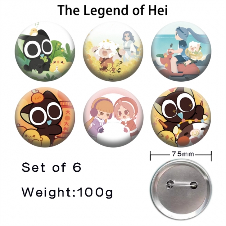 Anime Tinplate Bright Film Emblem Badge 75mm a set of 6