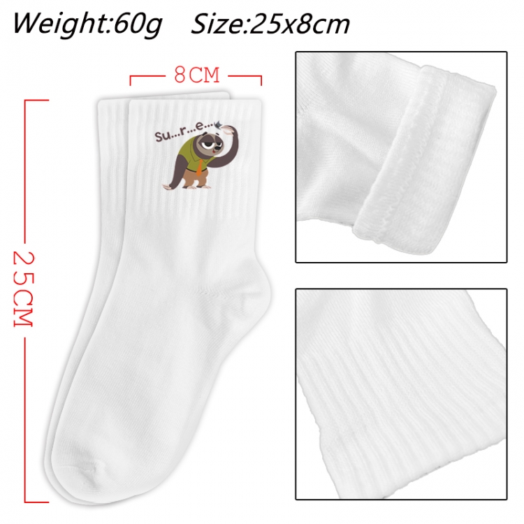 Zootopia Anime Print Long Crew Cotton Socks 25x8cm
