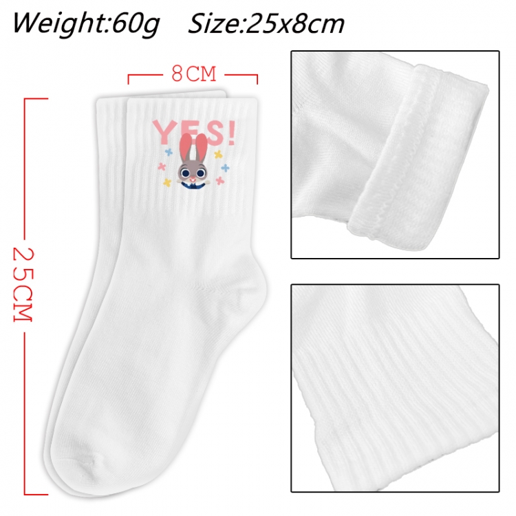 Zootopia Anime Print Long Crew Cotton Socks 25x8cm