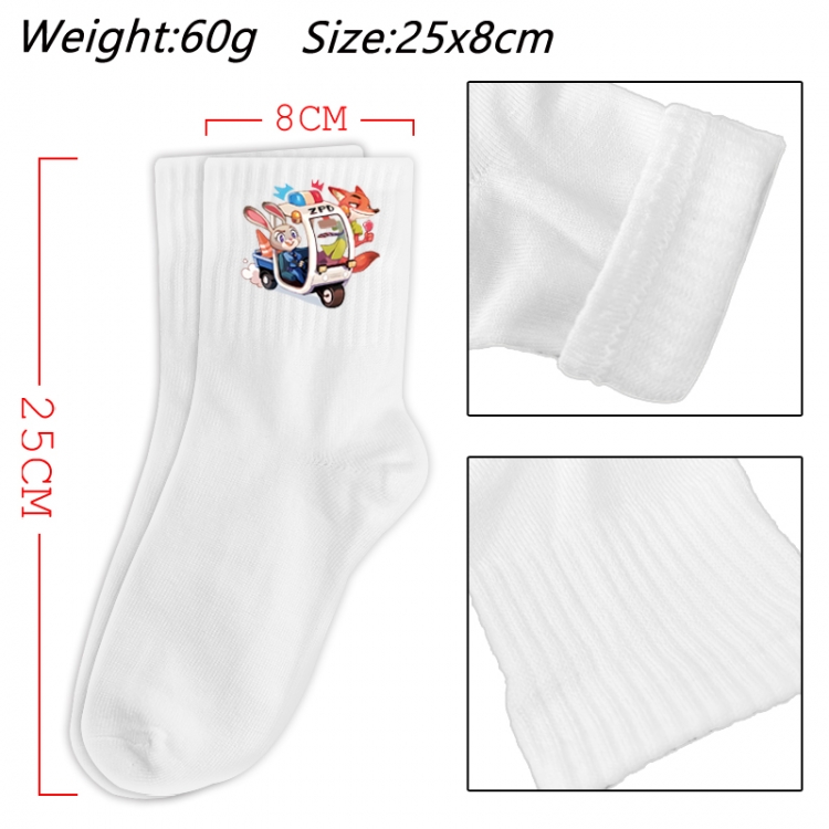 Zootopia Anime Print Long Crew Cotton Socks 25x8cm