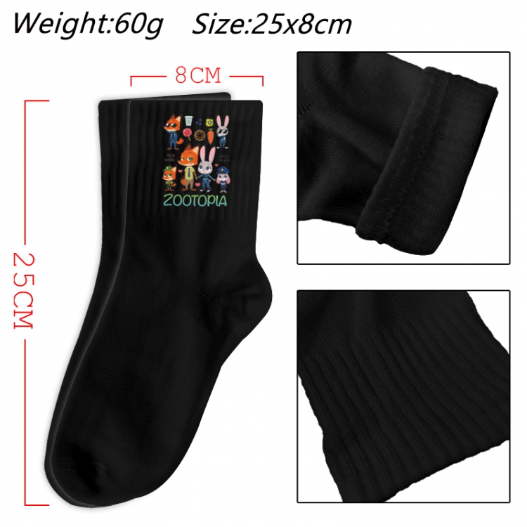 Zootopia Anime Print Long Crew Cotton Socks 25x8cm