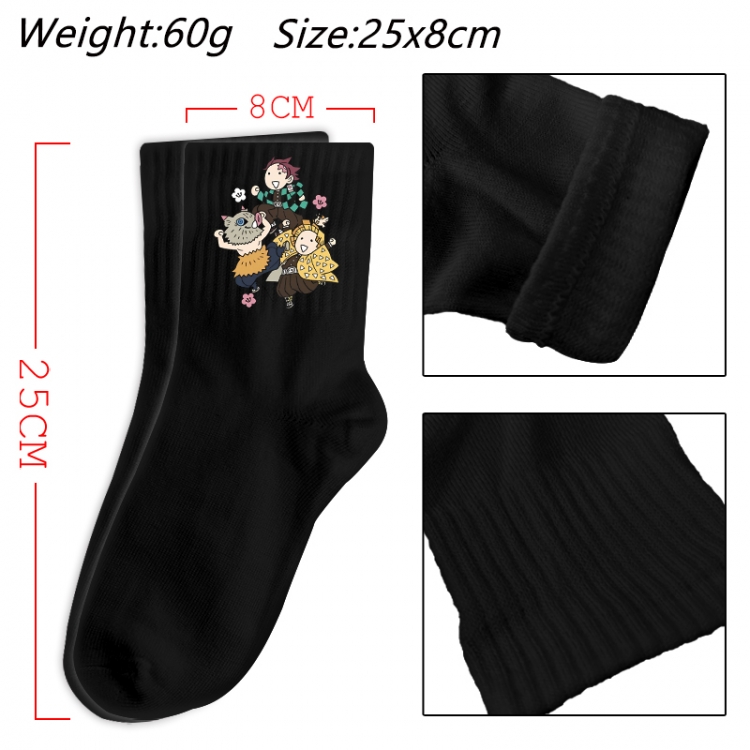 Demon Slayer Kimets Anime Print Long Crew Cotton Socks 25x8cm