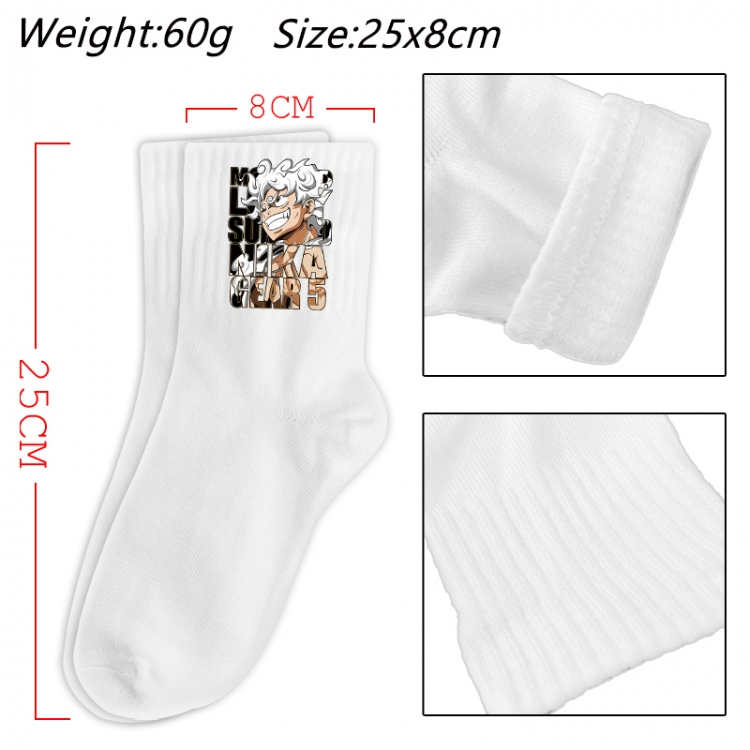 One Piece Anime Print Long Crew Cotton Socks 25x8cm
