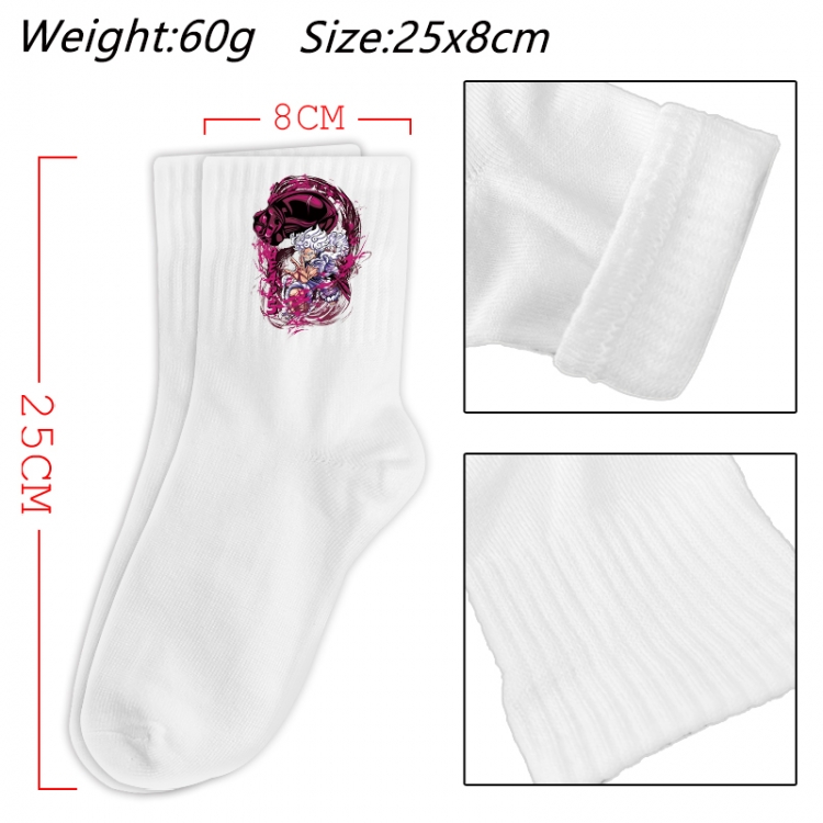 One Piece Anime Print Long Crew Cotton Socks 25x8cm