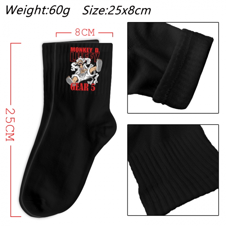 One Piece Anime Print Long Crew Cotton Socks 25x8cm