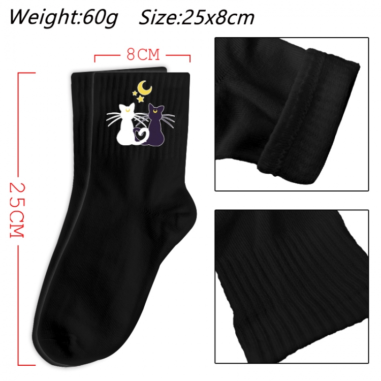 sailormoon Anime Print Long Crew Cotton Socks 25x8cm