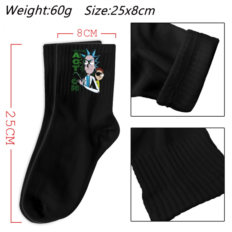 Rick and Morty Anime Print Long Crew Cotton Socks 25x8cm