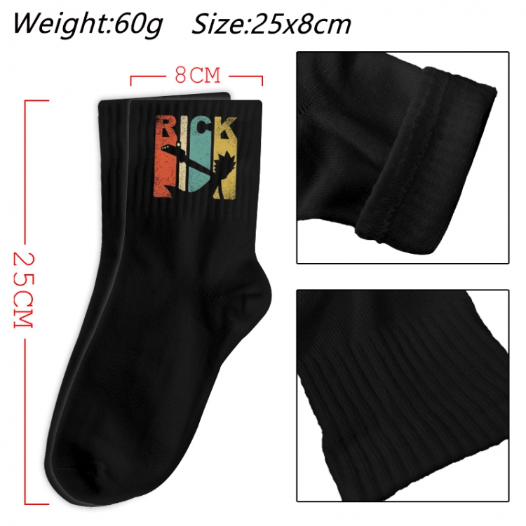  Rick and Morty Anime Print Long Crew Cotton Socks 25x8cm