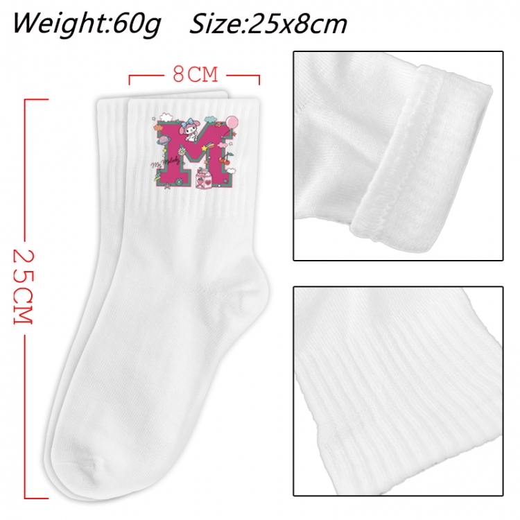  Sanrio Anime Print Long Crew Cotton Socks 25x8cm