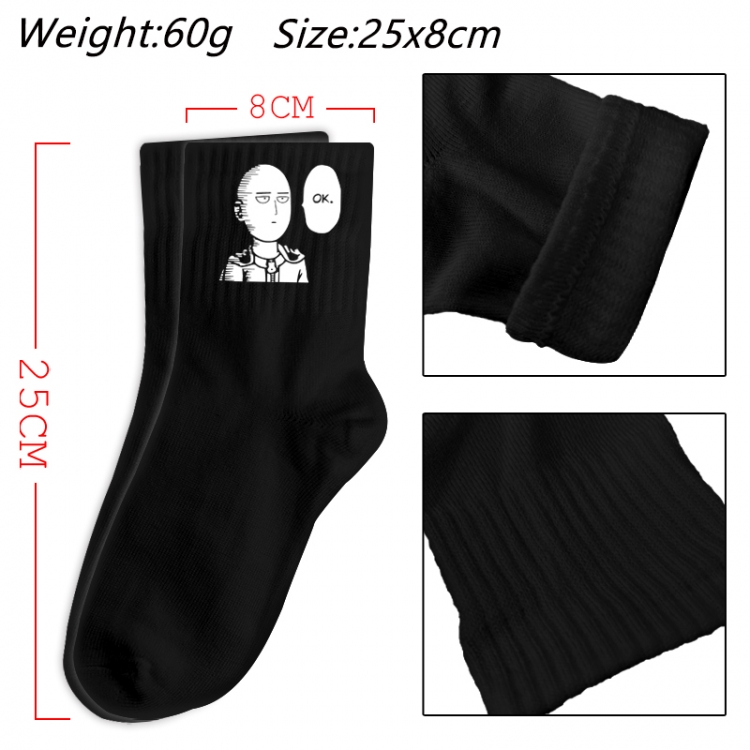 One Punch Man Anime Print Long Crew Cotton Socks 25x8cm