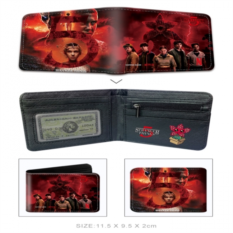 Stranger Things 3D concave convex two fold short card wallet wallet wallet 11X9.5X2cm 65G