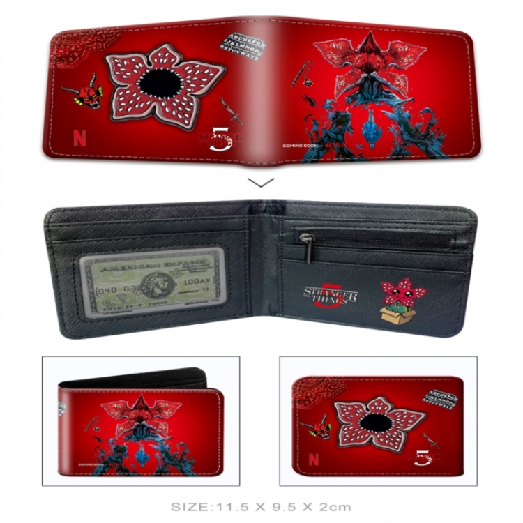 Stranger Things 3D concave convex two fold short card wallet wallet wallet 11X9.5X2cm 65G