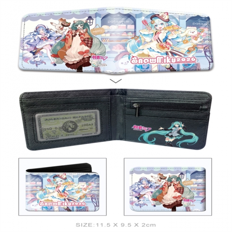 Hatsune Miku 3D concave convex two fold short card wallet wallet wallet 11X9.5X2cm 65G