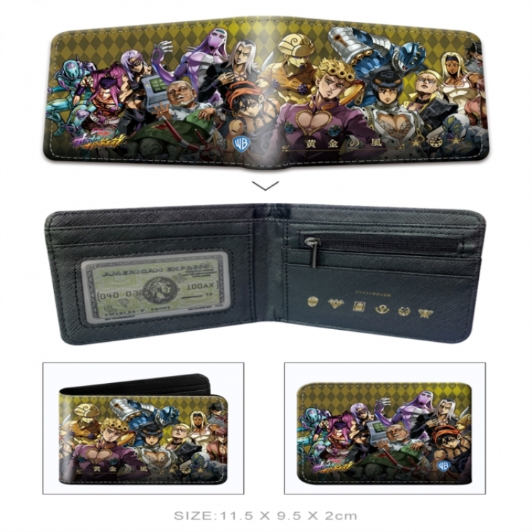 JoJos Bizarre Adventure 3D concave convex two fold short card wallet wallet wallet 11X9.5X2cm 65G