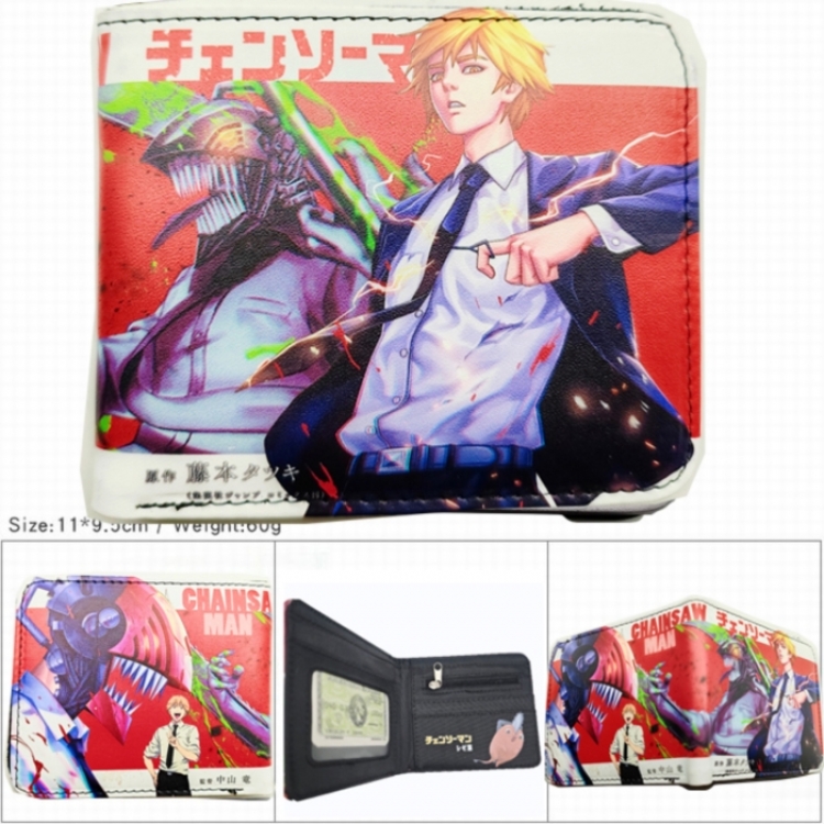 Chainsaw Man 3D concave convex two fold short card wallet wallet wallet 11X9.5X2cm 65G