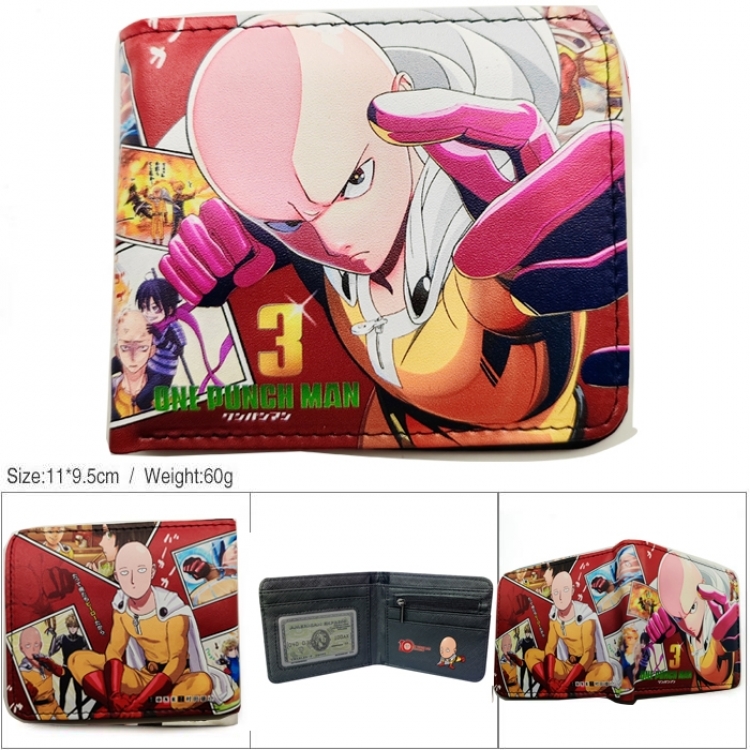 One Punch Man 3D concave convex two fold short card wallet wallet wallet 11X9.5X2cm 65G