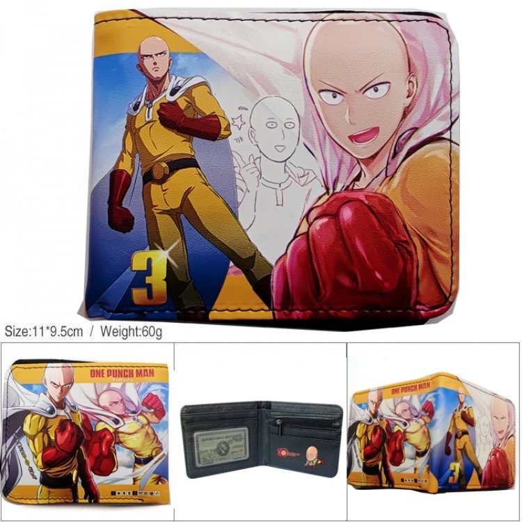 One Punch Man 3D concave convex two fold short card wallet wallet wallet 11X9.5X2cm 65G