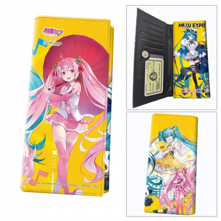 Hatsune Miku Anime wallet long wallet buckle storage bag 18.5x9.5x2CM 100g