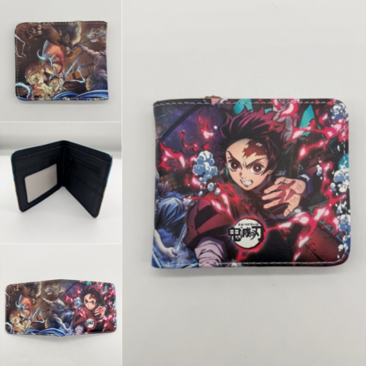 Demon Slayer Kimets Full color Two fold short card case wallet 11X9.5CM  