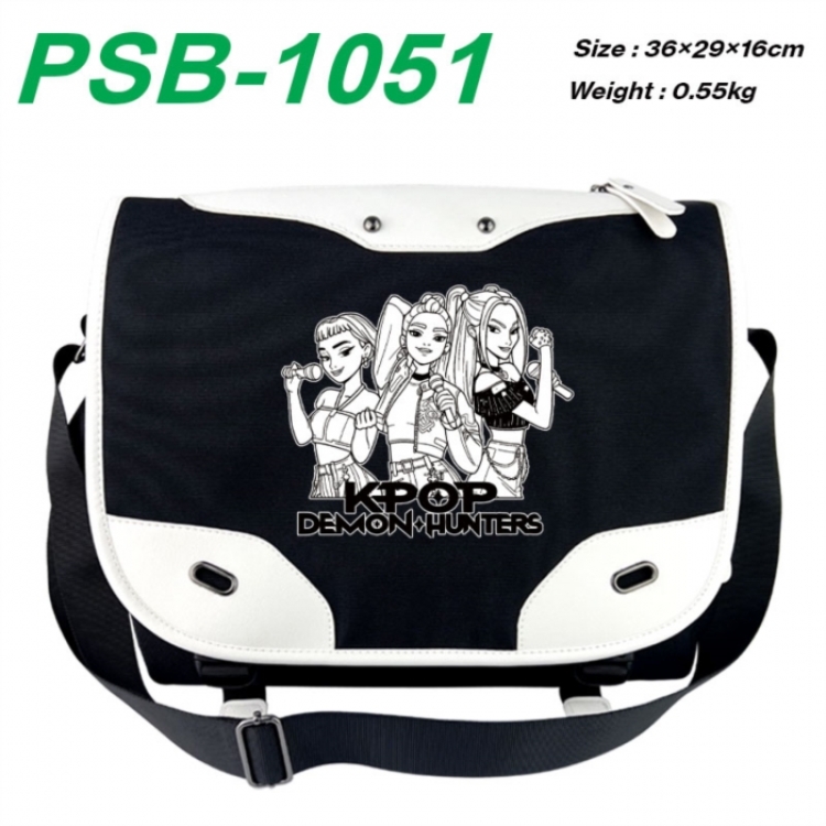 Kpop demon hunters Black and white anime waterproof nylon shoulder messenger bag schoolbag 36X29X16CM