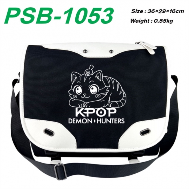 Kpop demon hunters Black and white anime waterproof nylon shoulder messenger bag schoolbag 36X29X16CM