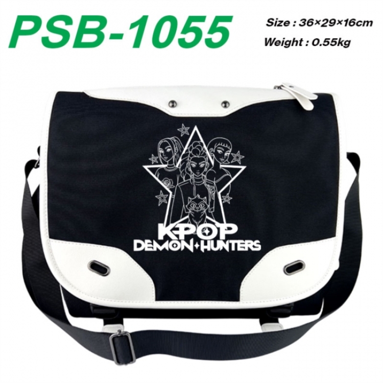 Kpop demon hunters Black and white anime waterproof nylon shoulder messenger bag schoolbag 36X29X16CM